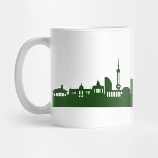 SHANGHAI skyline in forest green Mug